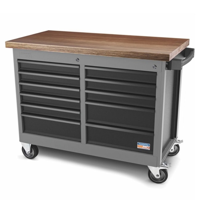 Bancada Móvel com 11 Gavetas Tampo de Madeira Cinza 44959402 TRAMONTINA PRO-0905d897-329e-457a-b679-4040fbc5cc0d