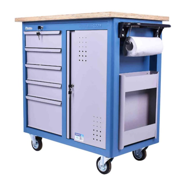 Bancada Móvel com 5 Gavetas e Tampo de Madeira CR-25 MARCON-a1ec7e03-f03d-4b6a-ac22-92187ba3354c