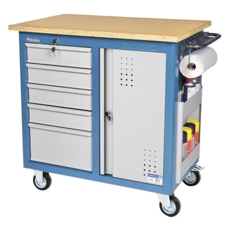 Bancada Móvel com 5 Gavetas e Tampo de Madeira CR-25 MARCON-8158adf0-2e13-48ee-bce0-6e6df456ca66