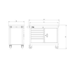 Bancada Móvel com 6 Gavetas 44959/001 TRAMONTINA PRO