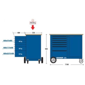 Bancada Móvel com 6 Gavetas e 1 Porta 1504 GEDORE