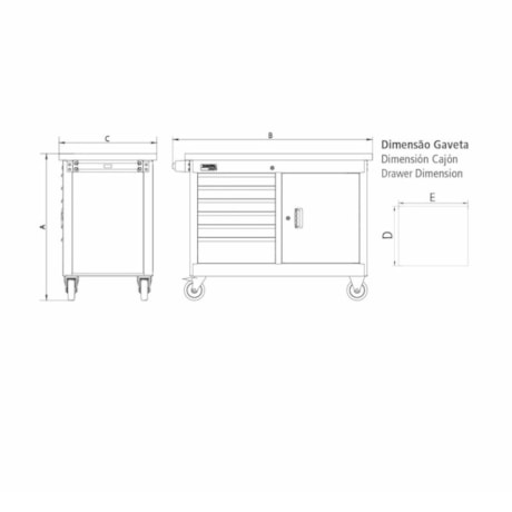 Bancada Móvel com 6 Gavetas e 1 Porta Azul 44959/201 TRAMONTINA PRO-5ec731a1-e3e6-4913-982a-7a7bc4b3f215