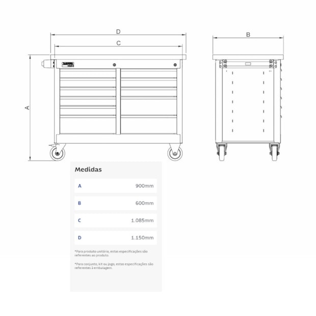 Bancada Móvel para Ferramentas com 11 Gavetas Laranja 44959/002 TRAMONTINA PRO-d2c77dc4-7114-40cb-959d-f44c5ff07c46