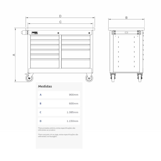 Bancada Móvel para Ferramentas com 11 Gavetas Laranja 44959/002 TRAMONTINA PRO-b459b78d-a8c2-4840-9605-4e4f4fda2865