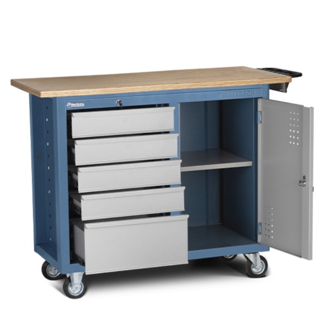 Bancada Móvel Tampo de Madeira sem Painel Desmontada com 5 Gavetas e 1 Porta 2005 MARCON-f68fb7bd-dec3-44ad-bc10-247e7711bae0