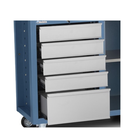 Bancada Móvel Tampo de Madeira sem Painel Desmontada com 5 Gavetas e 1 Porta 2005 MARCON-e542022b-4f83-486e-b65c-40b876bd1728