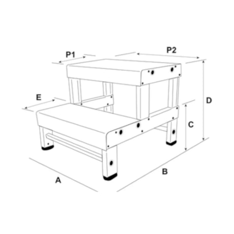 Banqueta Industrial em Alumínio com 2 Degraus BI-401 ALULEV-49887e27-ffb4-47a7-8883-e03f63600946