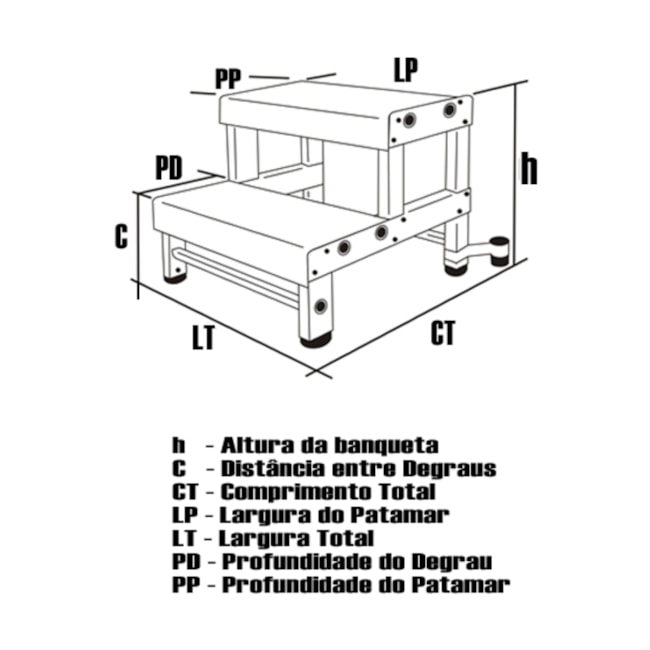 Banqueta Industrial em Alumínio com 2 Degraus BI-501 ALULEV -82579d49-307b-488b-b5a7-8fd0bc468d95