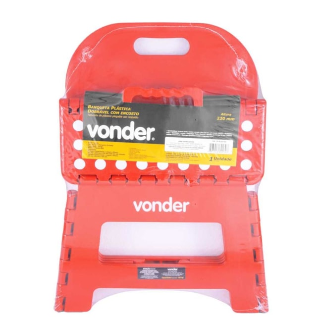 Banqueta Plástica com Encosto Dobrável 220MM Vermelho 3540220002 VONDER-57b53ad3-09b9-4486-872e-582379188412