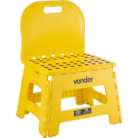 Banqueta Plástica Dobrável com Encosto 220mm Amarelo 3540220001 VONDER