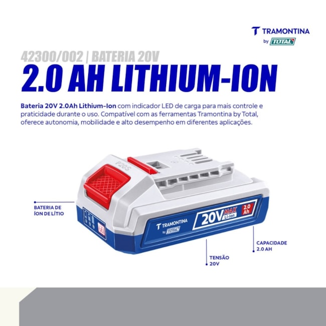 Bateria 20V 2,0Ah Lithium-Ion 42300/002 TRAMONTINA-dd75f21d-abd6-484d-94b9-411d29a7fd19