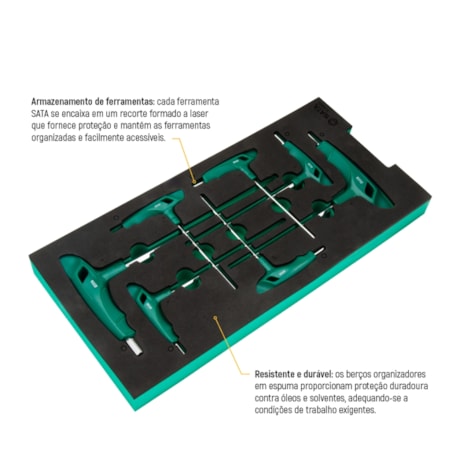 Berço de EVA com Jogo de Chaves Hexagonais Cabo T 7 Peças ST09922G SATA-92956989-fb10-45db-930f-6276ffc0be42