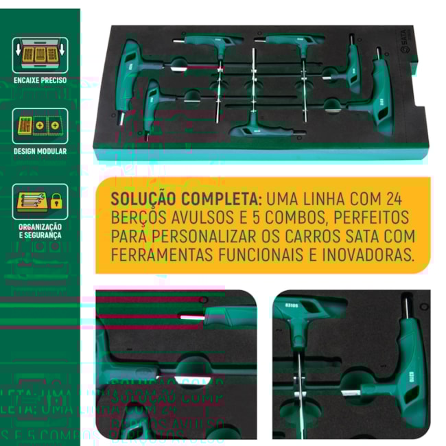 Berço de EVA com Jogo de Chaves Hexagonais Cabo T 7 Peças ST09922G SATA-75ac1350-0b83-410d-849c-353c16f55f7b