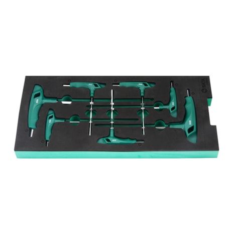 Berço de EVA com Jogo de Chaves Hexagonais Cabo T 7 Peças ST09922G SATA