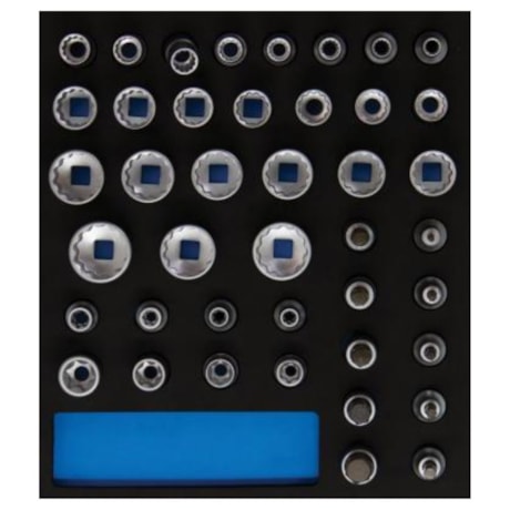 Berço de Gaveta em EVA para Soquetes e Chaves Soquetes com 42 Ferramentas 1500CT2-SOQUETES1/2