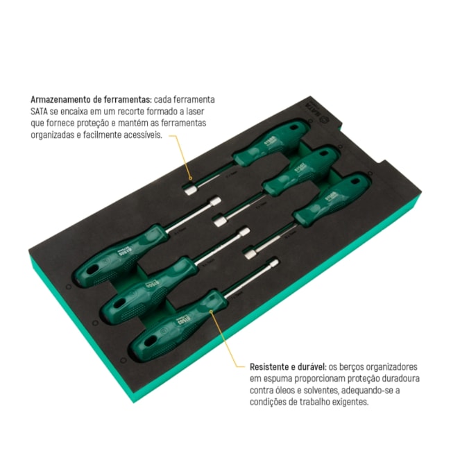 Berço EVA com Jogo de Chave Canhão com 6 Peças ST09918G SATA-3d49708b-e774-47cb-894a-5c517d31fefc