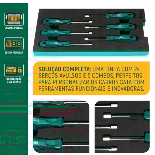 Berço EVA com Jogo de Chave Canhão com 6 Peças ST09918G SATA-801654a6-5e42-4062-ba5a-f9735862b031