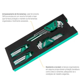 Berço EVA com Jogo de Chave Hexagonais e Torx com 34 Peças ST09921G SATA