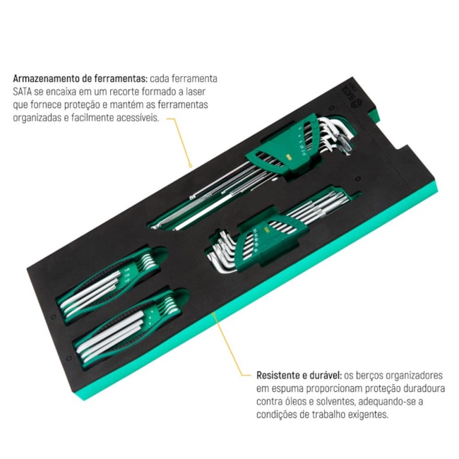 Berço EVA com Jogo de Chave Hexagonais e Torx com 34 Peças ST09921G SATA-e7d0436b-90b1-4e1b-b5ae-34dbc62bb9bf