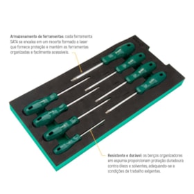 Berço EVA com Jogo de Chave Reta Torx com 8 Peças ST09917G SATA