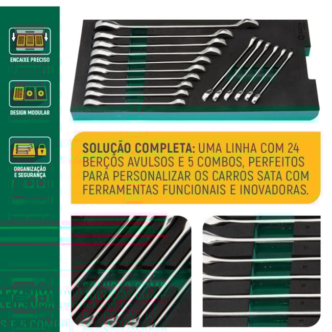 Berço EVA com Jogo de Chaves Combinada com Catraca 5.5 a 21mm 16 Peças ST09012G SATA-66089954-bbe7-445f-b293-f6c411492221