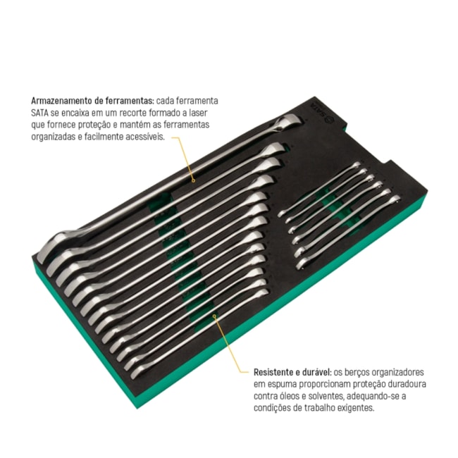 Berço EVA com Jogo de Chaves Combinadas 5.5 a 27mm com 19 Peças ST09008G SATA-36049b02-cbc5-4f30-a453-48f5edf43b82