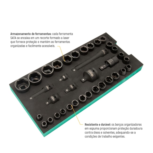 Berço EVA com Jogo de Soquete Sextavado de Impacto 1/2