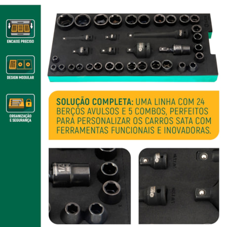 Berço EVA com Jogo de Soquete Sextavado de Impacto 1/2