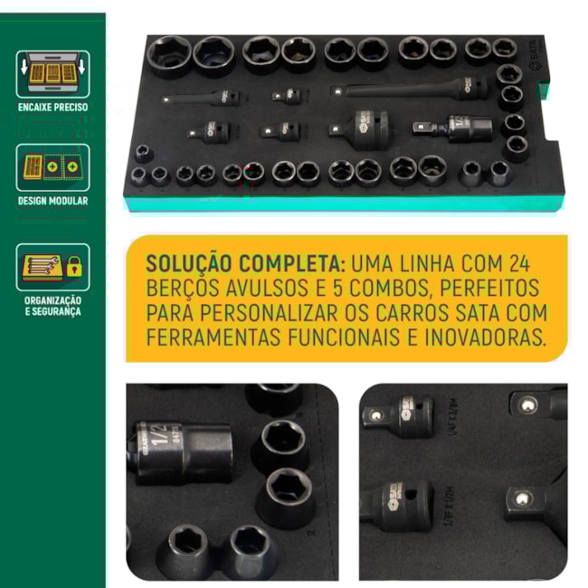 Berço EVA com Jogo de Soquete Sextavado de Impacto 1/2