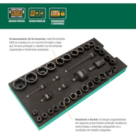 Berço EVA com Jogo de Soquete Sextavado de Impacto 3/8