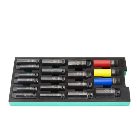 Berço EVA com Jogo de Soquetes de Impacto Sextavado Longo 1/2