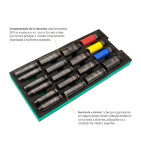 Berço EVA com Jogo de Soquetes de Impacto Sextavado Longo 1/2