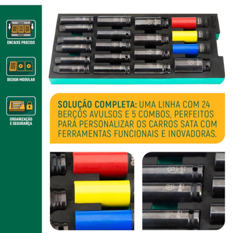 Berço EVA com Jogo de Soquetes de Impacto Sextavado Longo 1/2