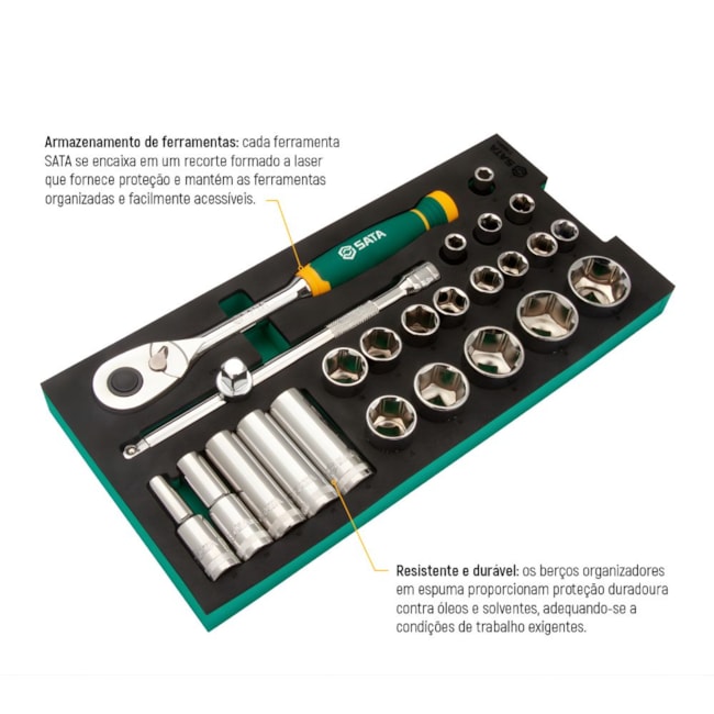 Berço EVA com Jogo de Soquetes Sextavado 1/2