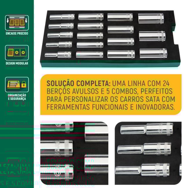 Berço EVA com Jogo de Soquetes Sextavado Longo 1/2