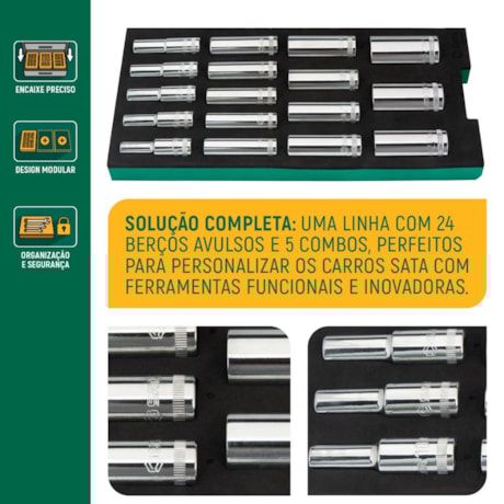 Berço EVA com Jogo de Soquetes Sextavado Longo 1/2