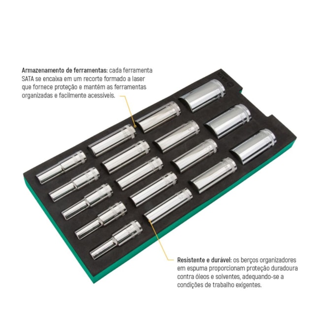 Berço EVA com Jogo de Soquetes Sextavado Longo 1/2