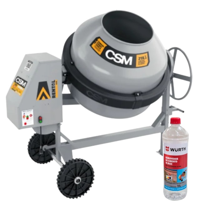 Betoneira 200L com Motor Monofásico 220V com Painel RENTAL CSM + Removedor de Resíduos Cimento/Concreto 1 litro WURTH-9794e302-18fb-4e99-8e0a-9ed2a512ad71