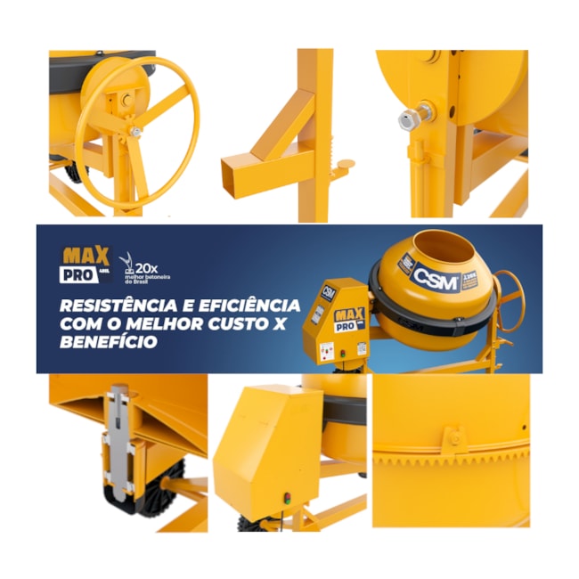 Betoneira 400 Litros 220V 2CV Motor Monofásico Chave e Painel Caixa de Aço PROFISSIONAL MAX CSM-679b49fb-fdee-4cf6-a592-962ca96bff86