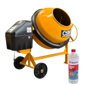 Betoneira 400 Litros Painel Adaptável e Motor Monofásico 220V 1 TRAÇO MAX CSM + Removedor de Resíduos Cimento/Concreto 1 litro WURTH