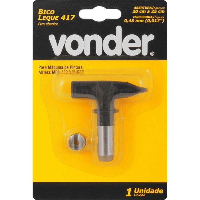 Bico Leque 417 com Abertura 20 a 25cm 0.43mm para Máquina de Pintura Airless 6220111315 VONDER-66efa249-5969-44f7-bf33-6e6d0d60e8dd