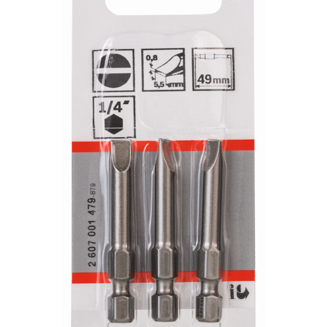 Bits Fenda 5,5mm X 49mm Encaixe 1/4