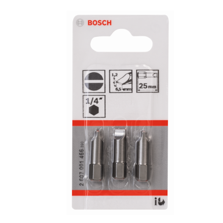 Bits Fenda Extra Hard com 3 Peças 6,5mm x 25mm 2607001466 BOSCH