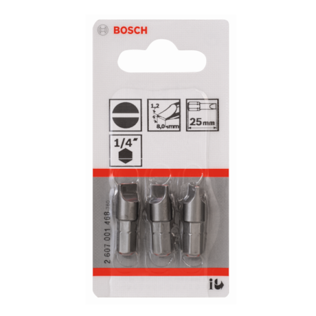 Bits Fenda Extra Hard com 3 Peças 8mm x 25mm 2607001468 BOSCH