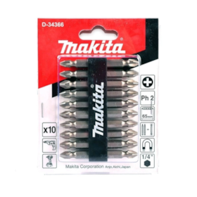 Bits Phillips com 10 Peças 1/4'' 65mm NR 2 D-34366 MAKITA