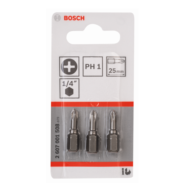 Bits Phillips Extra Hard 1mm x 25mm com 3 Unidades 2607001508 BOSCH-063ee363-342f-4098-81a3-417f65b2fed4