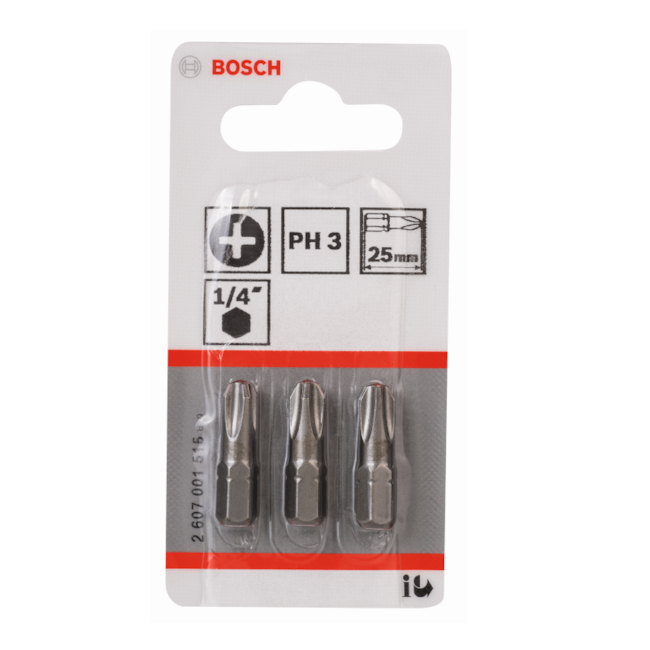 Bits Phillips Extra Hard 3mm x 25mm com 3 Unidades 2607001515 BOSCH-3bed1388-dea3-4c26-bbc3-356189af6a48