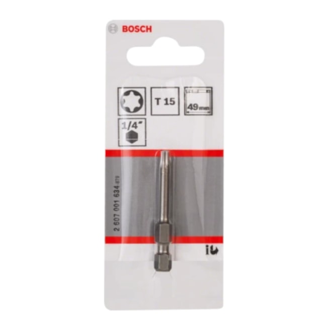 Bits Torx T15 x 49mm Encaixe 1/4