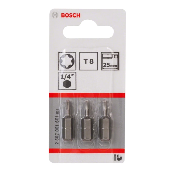 Bits Torx T8 x 25mm Encaixe 1/4