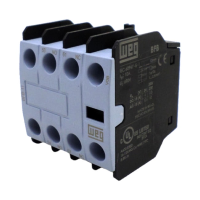 Bloco de Contato Auxiliar Frontal 1NA+1NF para Contatores CWCB9-38 BFB-11 WEG-9d34493f-6f35-4651-a181-f237d5e321b4